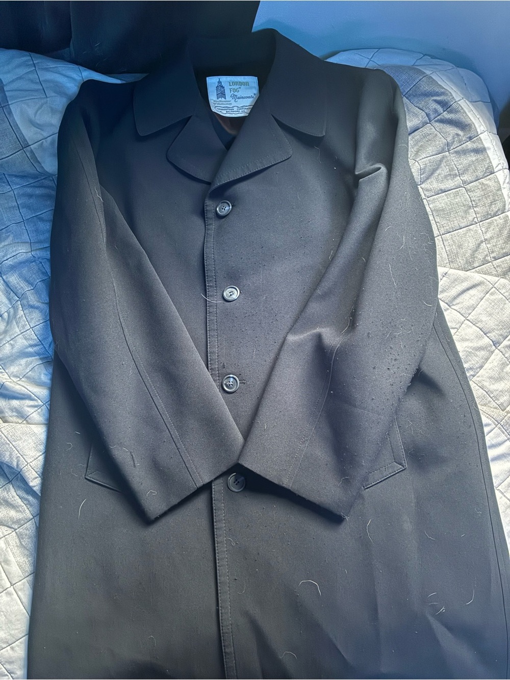 London Fog Men's Navy Blue Single-Breasted Overcoat